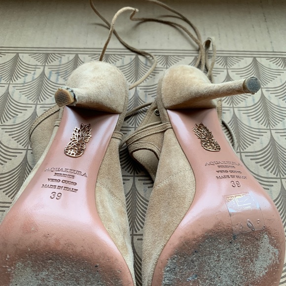 Aquazzura Firenze Sexy Thing Lace-Up Suede Heels - Picture 7 of 8